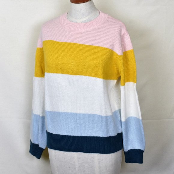 ELODIE Sweater S Multi Color Acrylic Blend Crew Ne - Picture 2 of 7